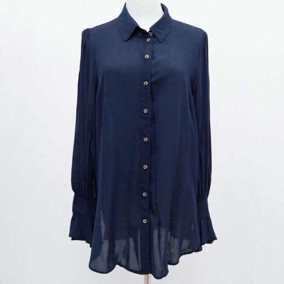 ✨Anthro Maeve Ruffled-Cuff Button Down Top✨ - Picture 5 of 11